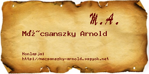 Mácsanszky Arnold névjegykártya